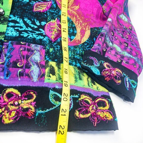 Vintage Batik Silk Embellished Jacket Nancy Bolen City Girl Sz S - Picture 13 of 13